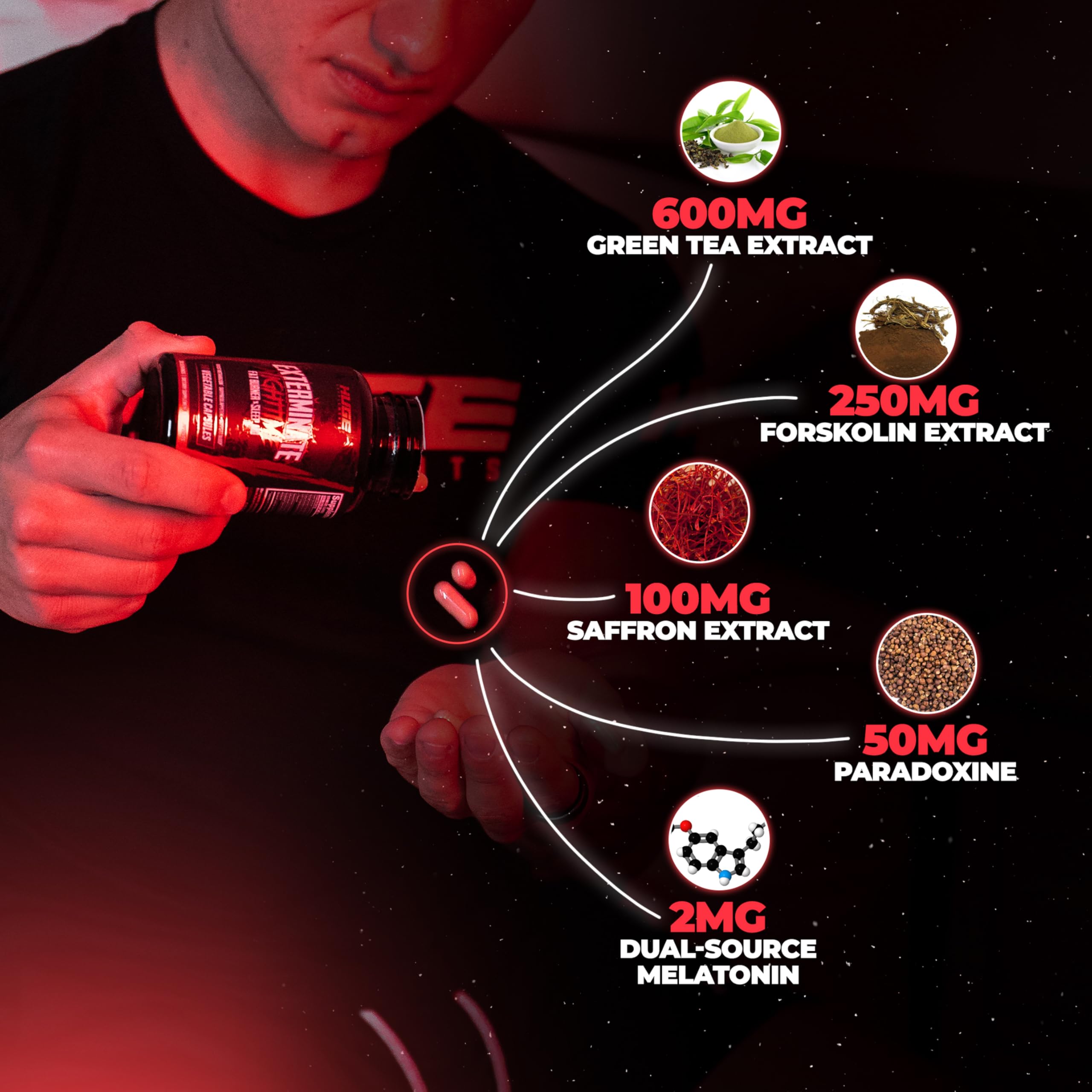 Huge Supplements Exterminate Night Time sleep scene suggests deeper, restorative rest