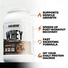 Huge Supplements Huge Whey scoop with powder ready for shake.