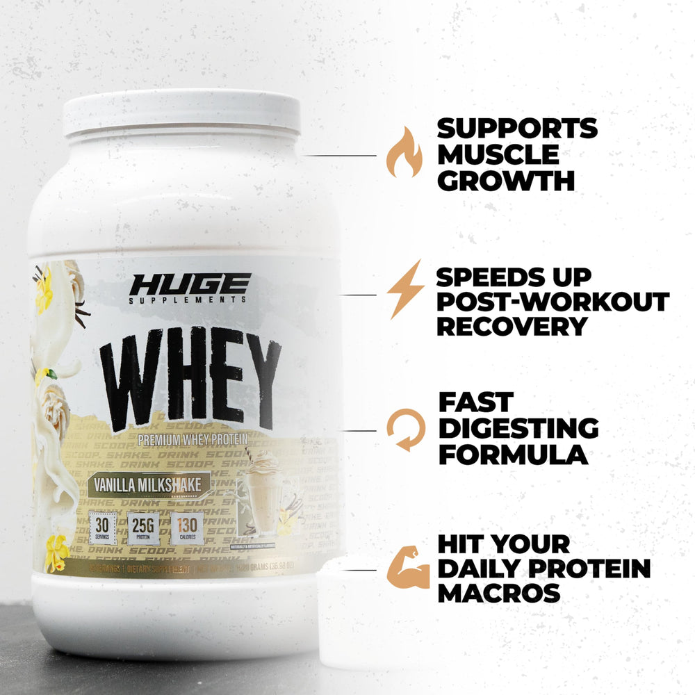 Huge Whey shaker with powder mixing into liquid for smooth post-workout shake