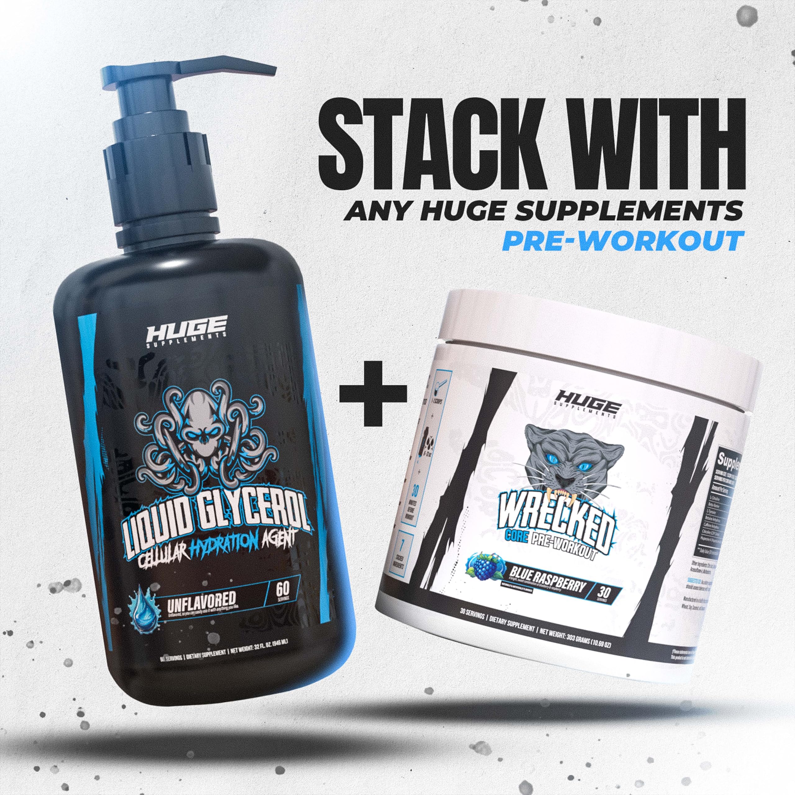 Huge Supplements Liquid Glycerol unflavored formula blends with pre-workouts.