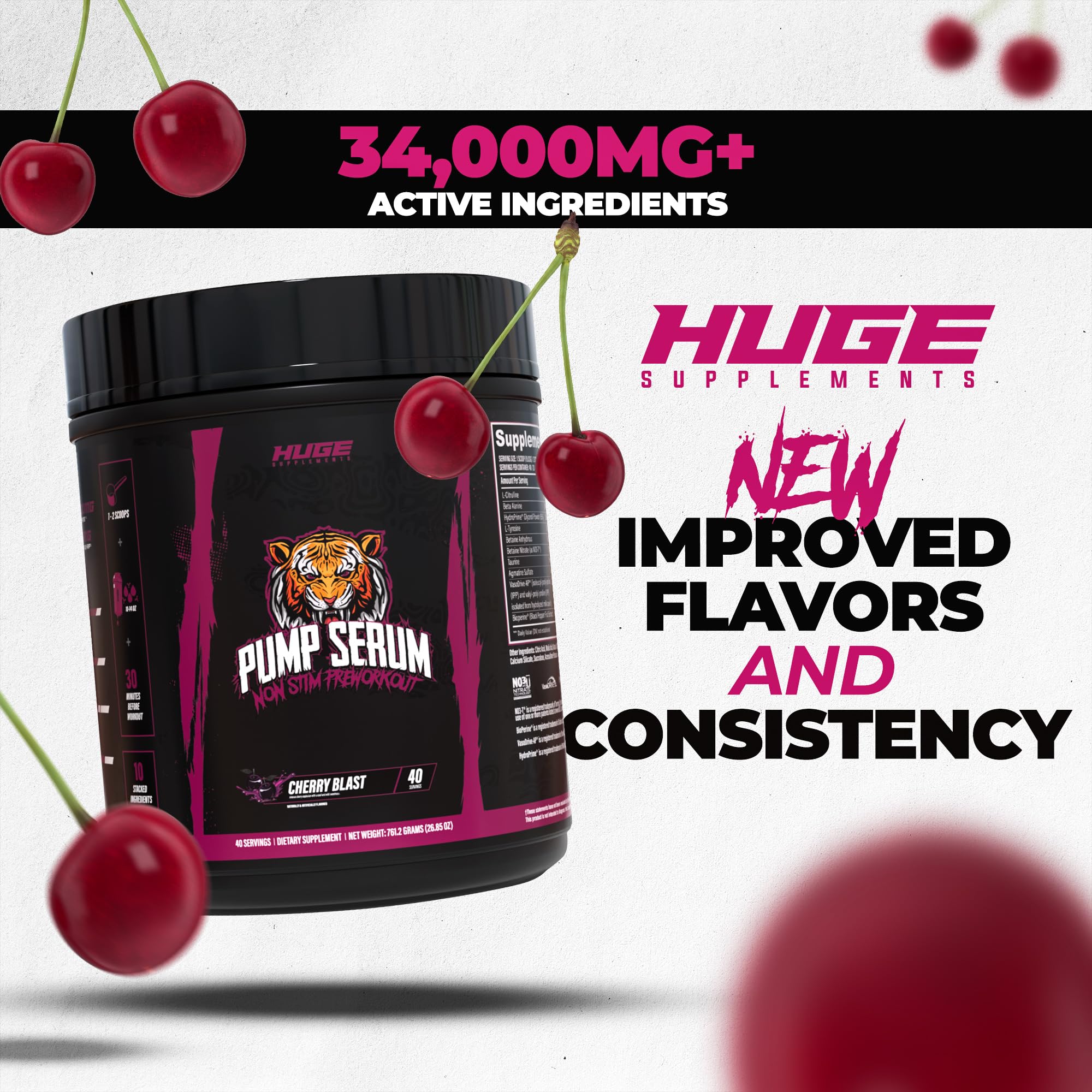 Huge Supplements Pump Serum glass with mixed drink illustrating hydration-driven fullness