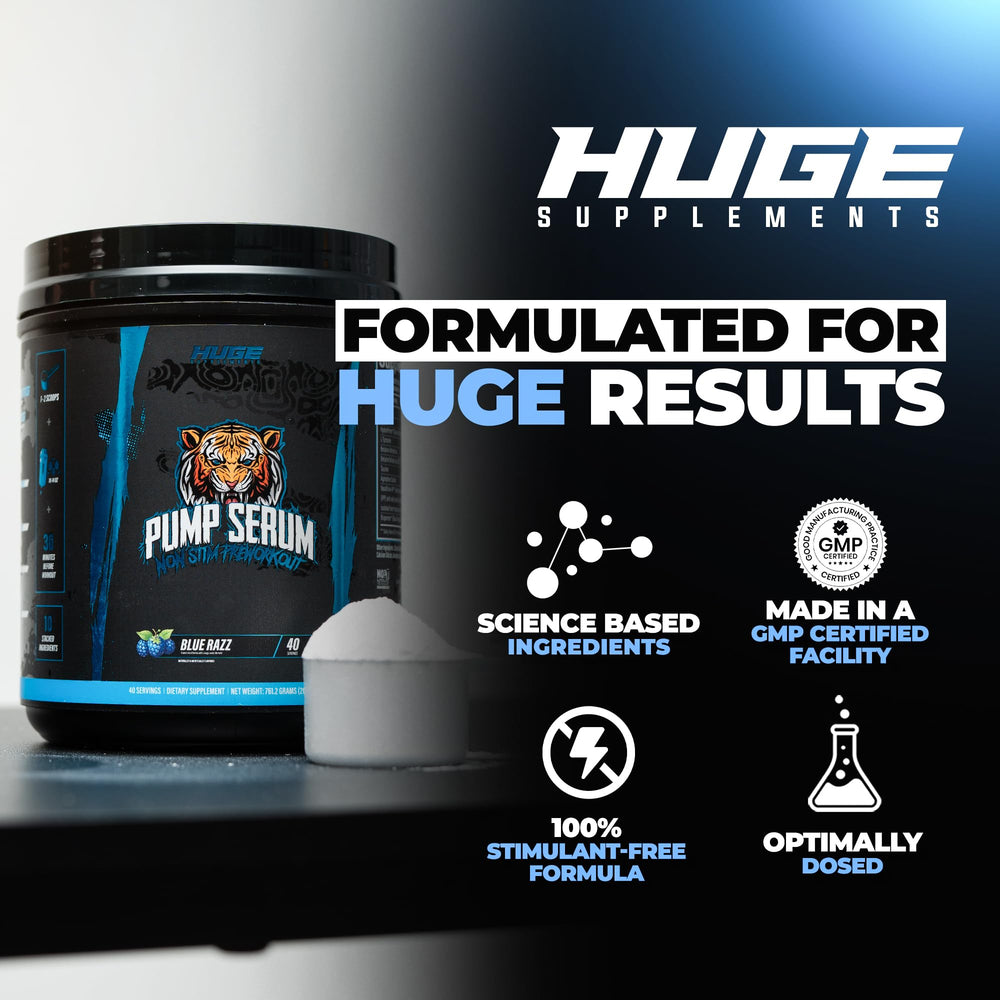 Huge Supplements Pump Serum glass mixed captures hydration-driven fullness in action.