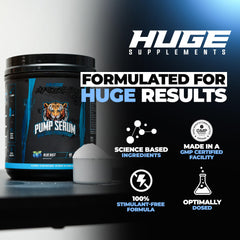 Huge Supplements Pump Serum glass mixed captures hydration-driven fullness in action.