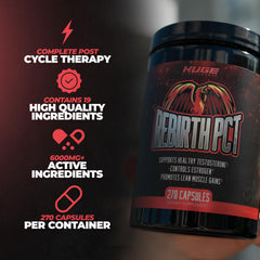 Huge Supplements Rebirth PCT pour mid-air implies smooth mix and easy intake.