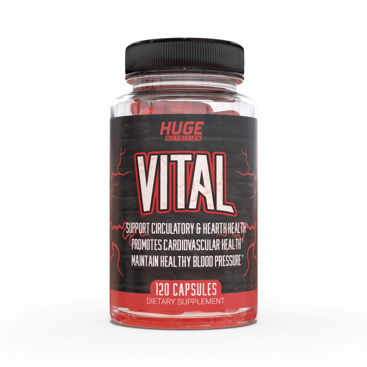 Huge Supplements Vital bottle with hawthorn berries for daily wellness support.
