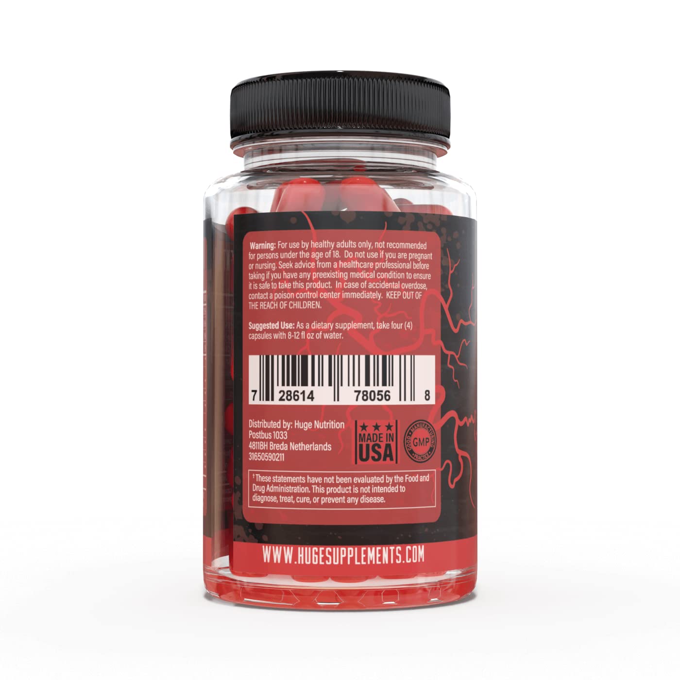 Huge Supplements Vital ingredient mix shows hawthorn, garlic, and CoQ10 for balanced daily routine.