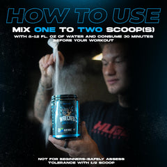 Huge Supplements Wrecked Enraged bottle ready for pre-workout energy boost