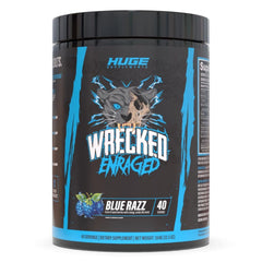 Huge Supplements Wrecked Enraged front label showing bold energy branding