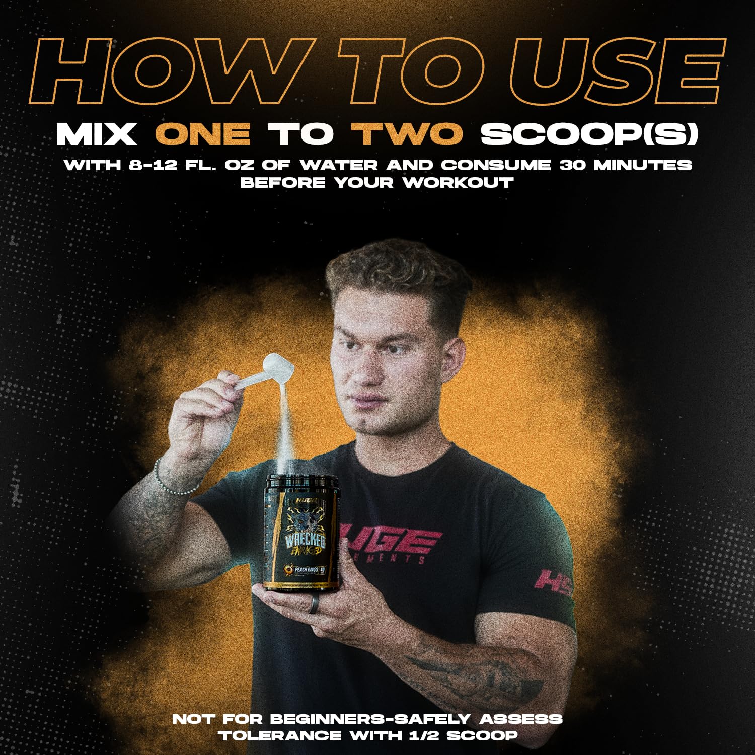 Huge Supplements Wrecked Enraged labeled tech emphasizes quality and safety seals.