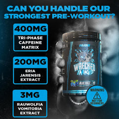Huge Supplements Wrecked Enraged packaging close-up emphasizing premium formula
