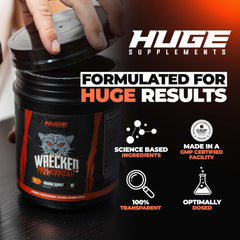 Huge Supplements Wrecked gym-pump action image indicating fuller muscle pumps