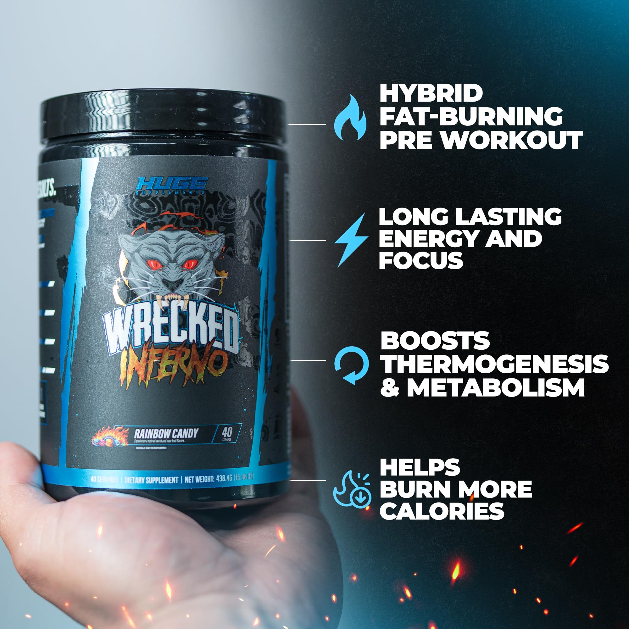 Huge Supplements Wrecked Inferno ingredient highlights featuring L-Citrulline and Beta-Alanine