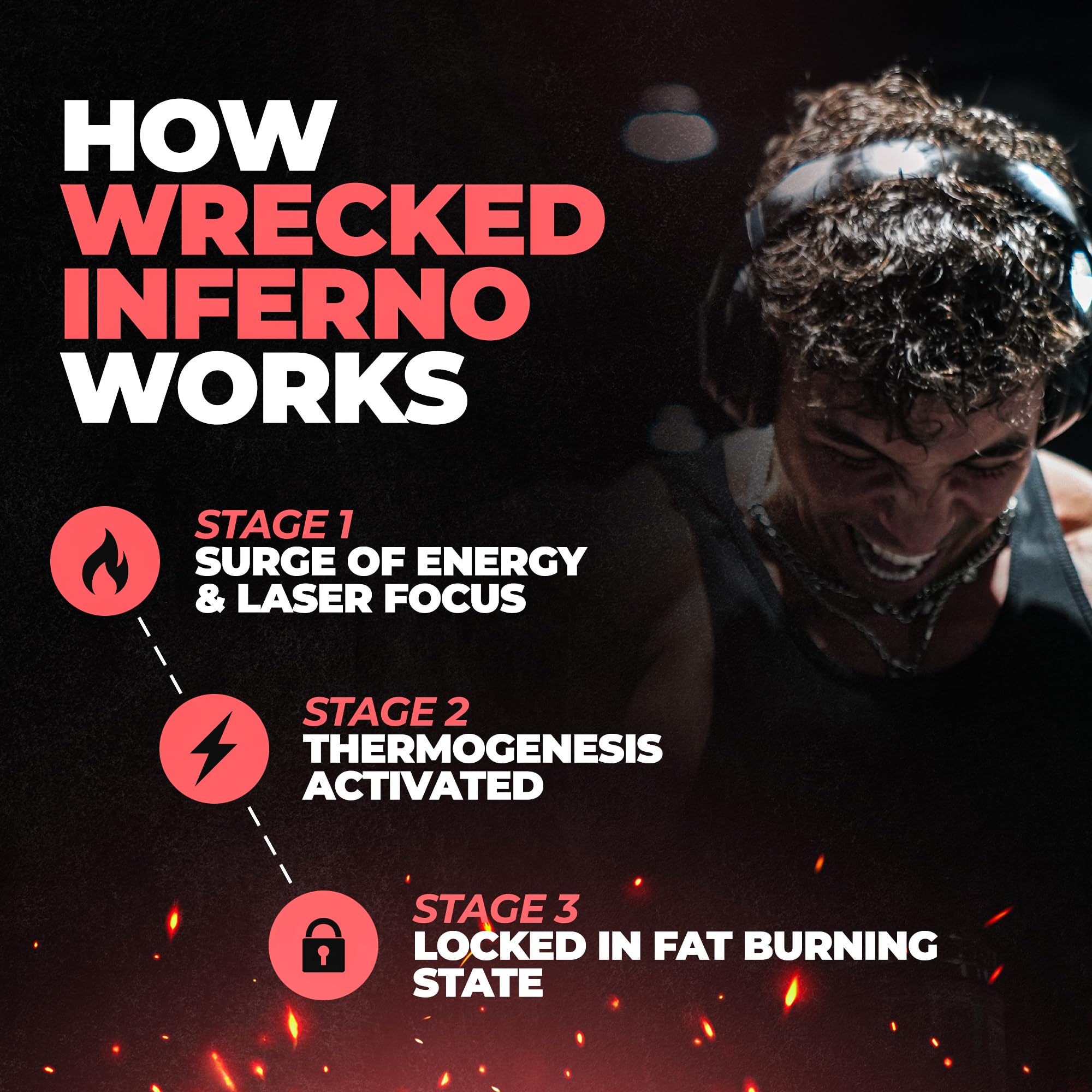 Huge Supplements Wrecked Inferno Orange Pineapple flavor in cup for a tasty training drink.