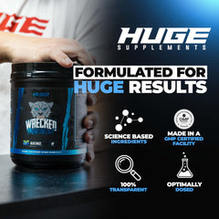 Huge Supplements Wrecked ingredients label close-up showing 14 ingredients