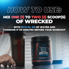 Athlete consuming Huge Supplements Wrecked for energy and focus boost.