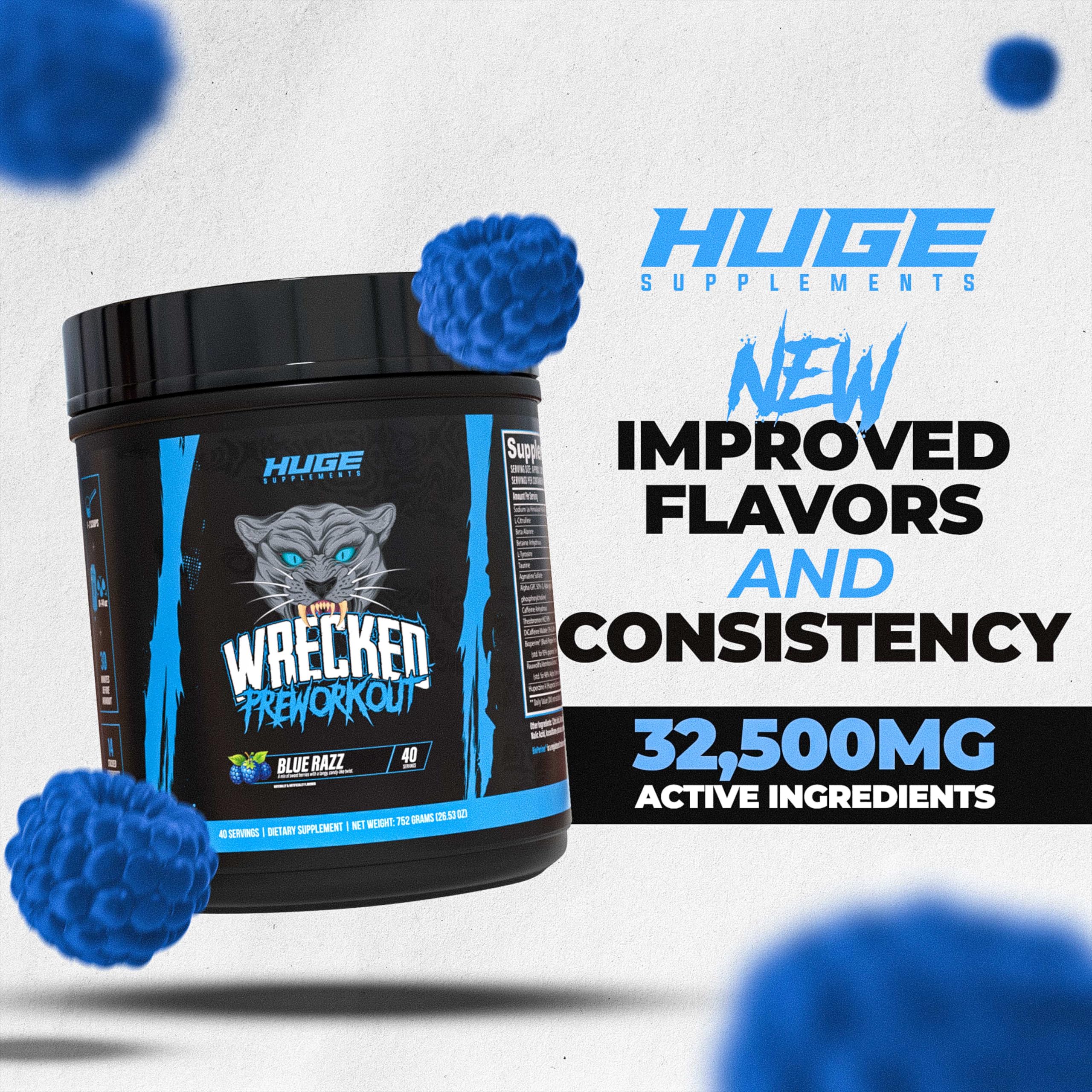 Huge Supplements Wrecked training session emphasizing focus and energy