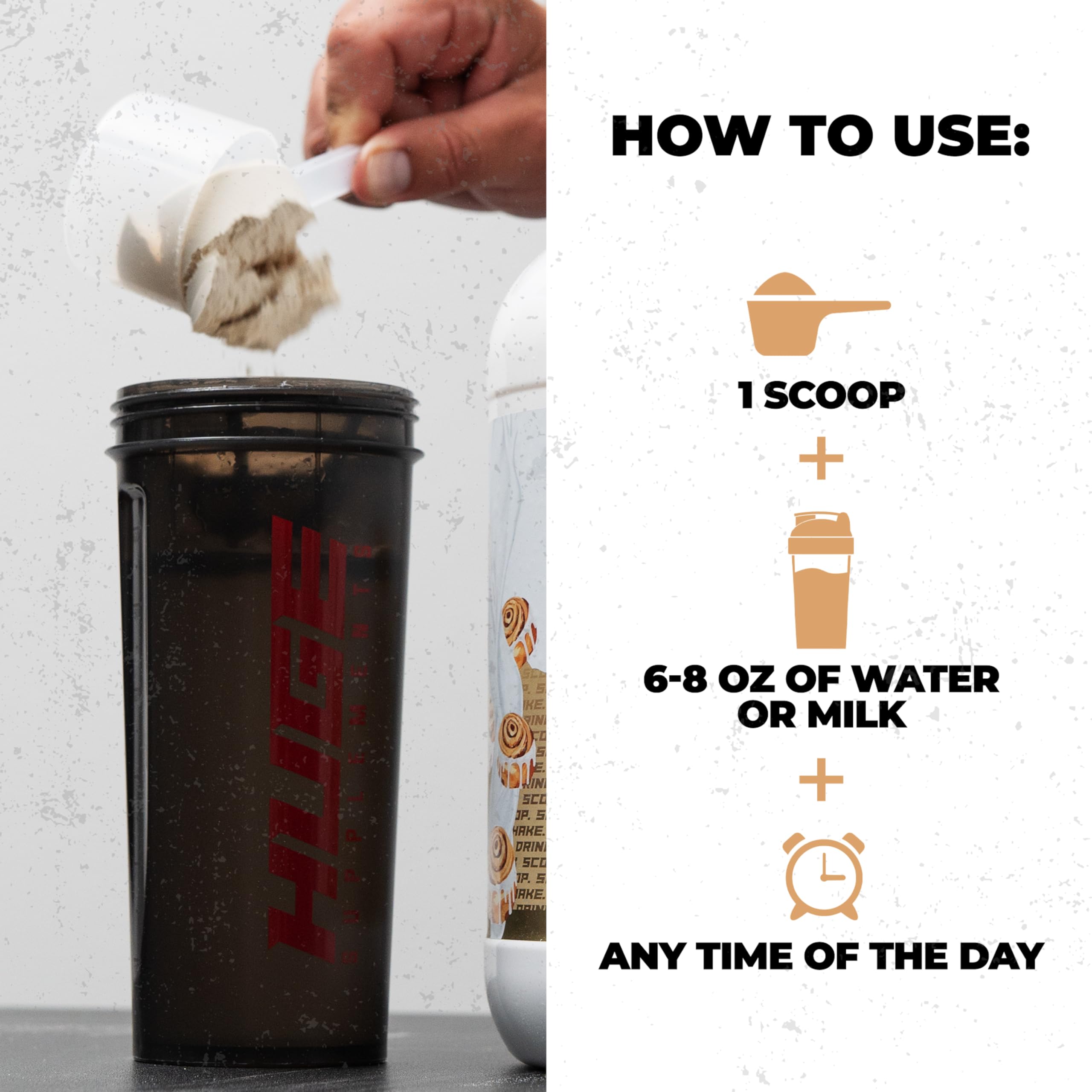 Huge Whey on gym bench supporting post-workout recovery and performance