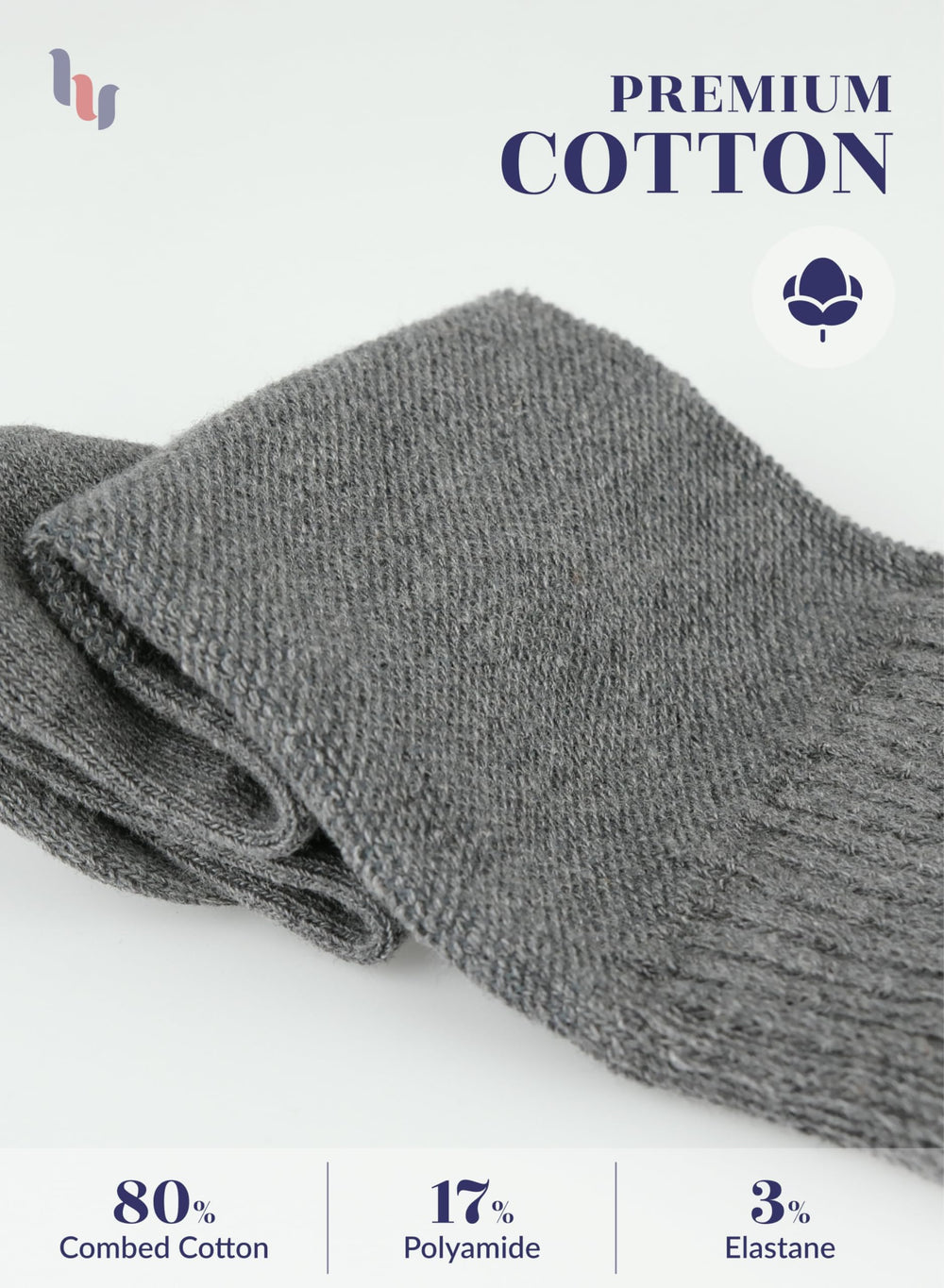 Hugh Ugoli socks with reinforced heel and toe for daily durability.