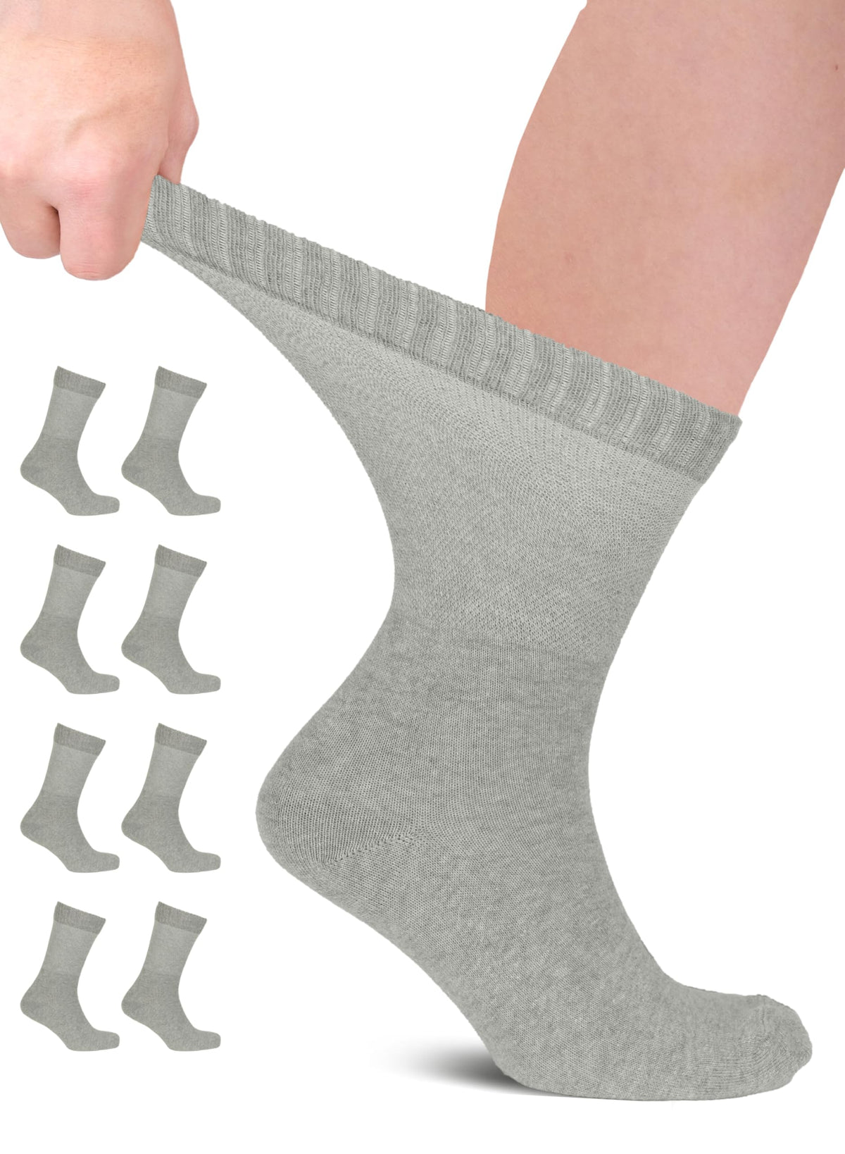 Hugh Ugoli men's diabetic crew sock close-up showing breathable cotton for sensitive feet.