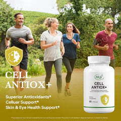 HUJ Cell Antiox+ capsules close-up emphasizing high potency antioxidant blend