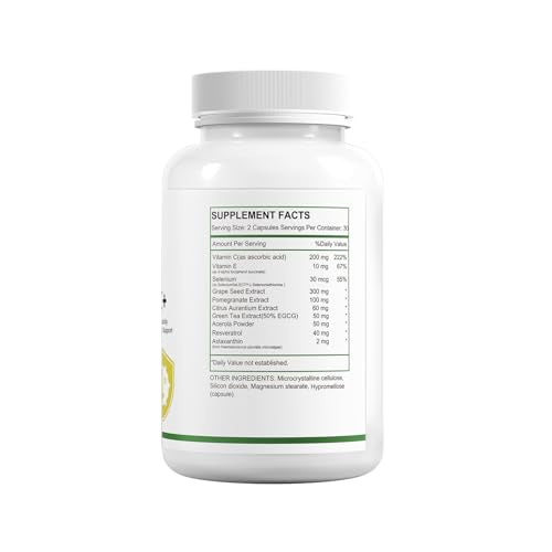 HUJ Cell Antiox+ ingredients display with grape seed and pomegranate extracts