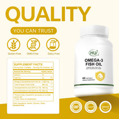 HUJ Omega-3 includes EPA, DHA and DPA for a balanced fatty acid profile.