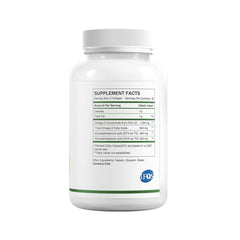 HUJ Omega-3 softgels pour shot showing convenient daily dosing for routines.