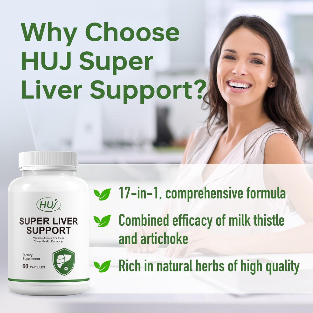 HUJ Super Liver Support artichoke extract scoop image showcases natural botanicals.