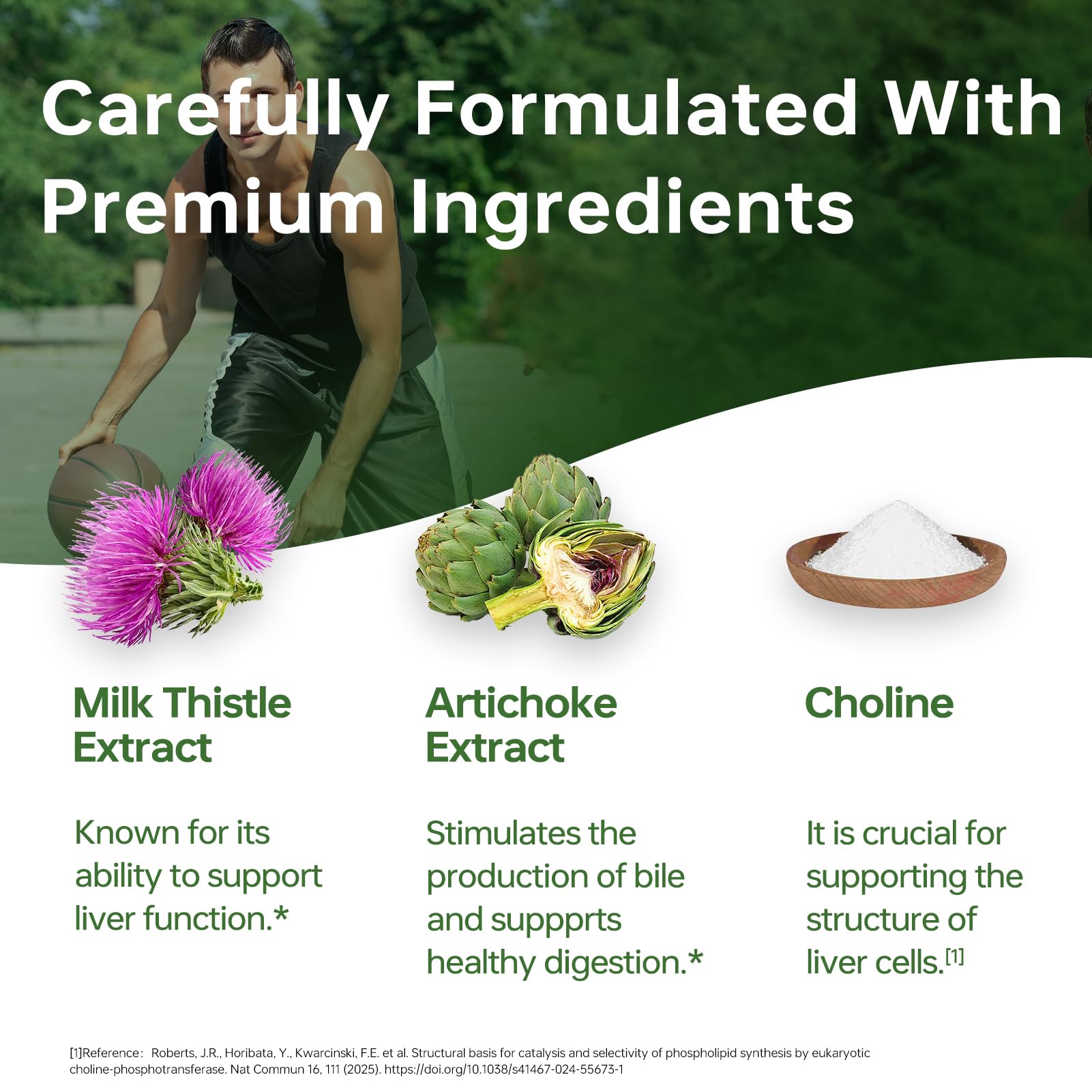 HUJ Super Liver Support turmeric imagery emphasizes warm, earthy spice in the formula.