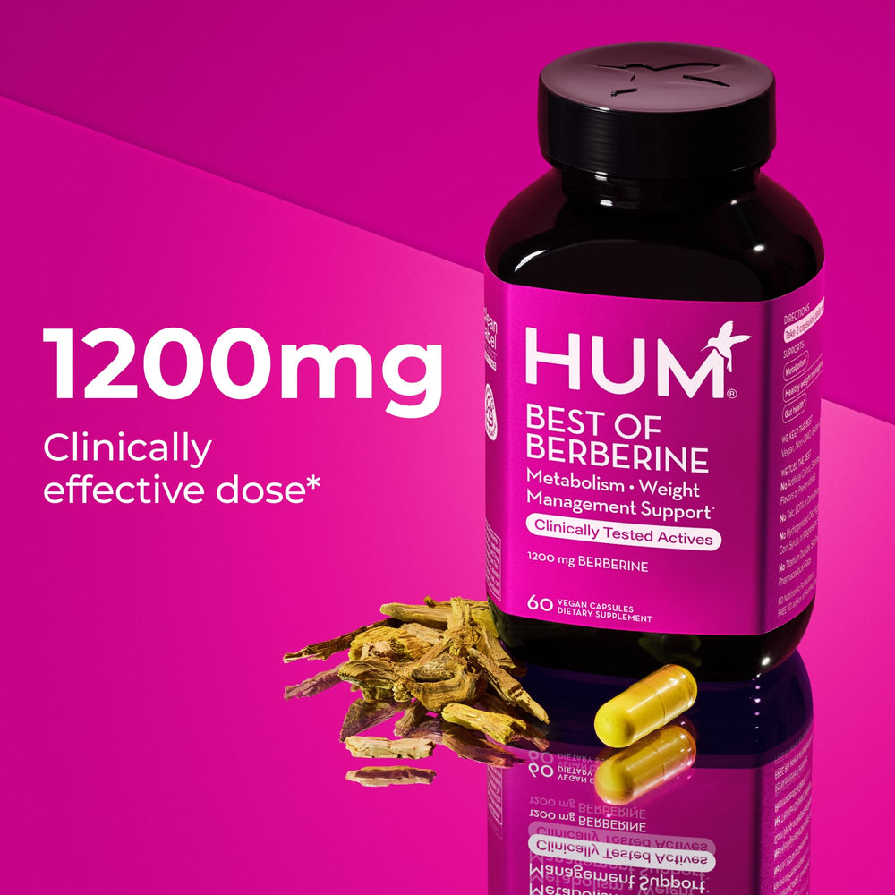 Hum berberine with BioPerine for enhanced absorption shown on packaging.
