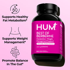 Close-up of Hum berberine capsules showing easy daily intake.