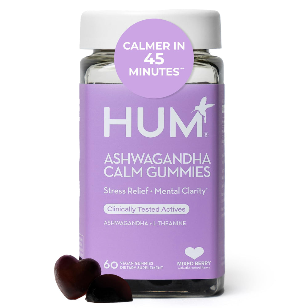 HUM Calm Ashwagandha Gummies bottle for daily calm support.