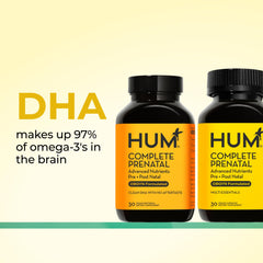 HUM Complete Prenatal capsules close-up for easy daily intake