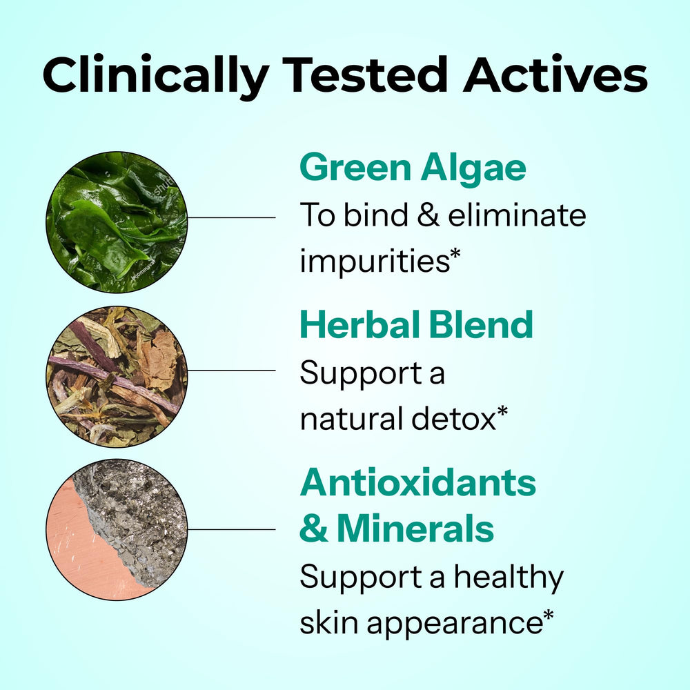 HUM Daily Cleanse ingredients label close-up featuring spirulina and chlorella.