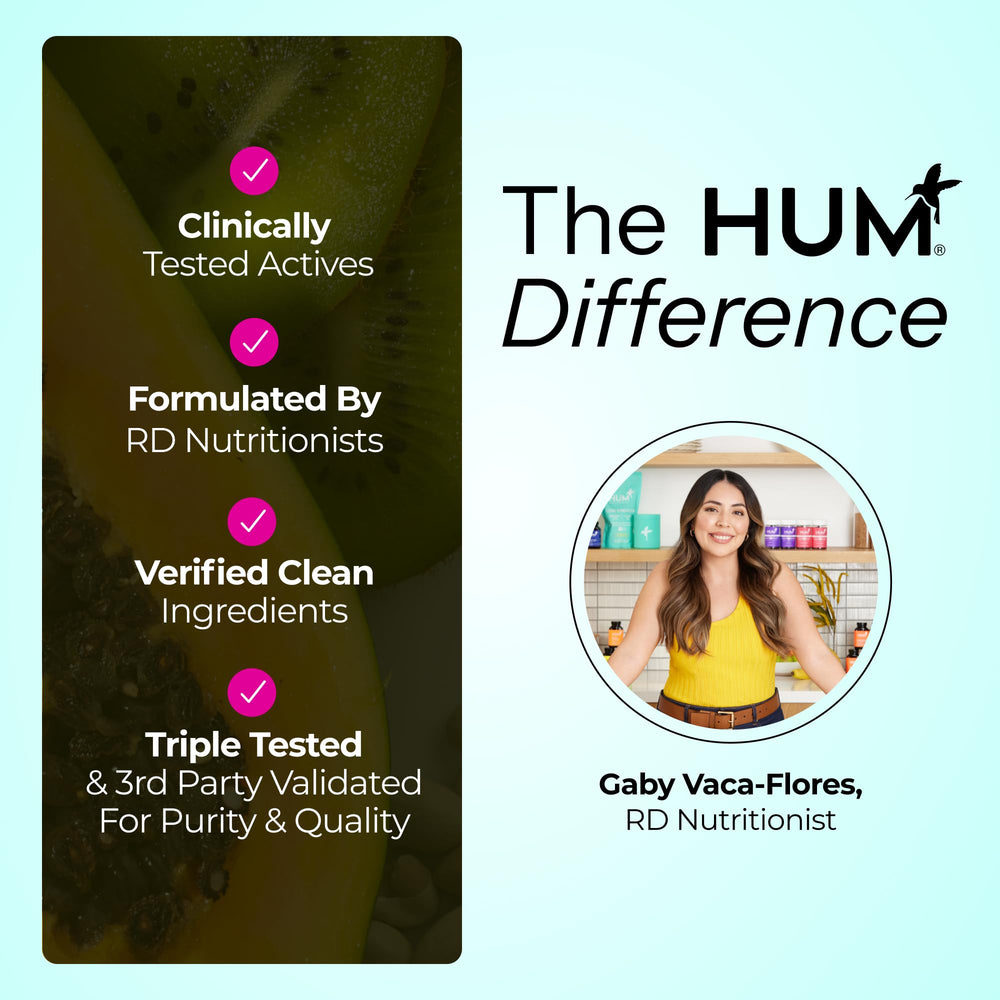 HUM Daily Cleanse bottle with lifestyle setting suggesting skincare routine.