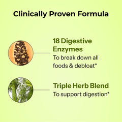HUM Flatter Me ingredients panel lists 18 digestive enzymes