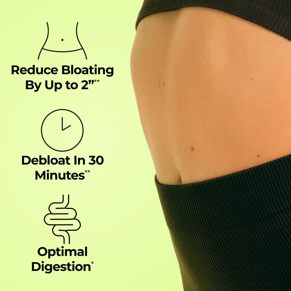 HUM Flatter Me label highlights ginger and peppermint for digestion