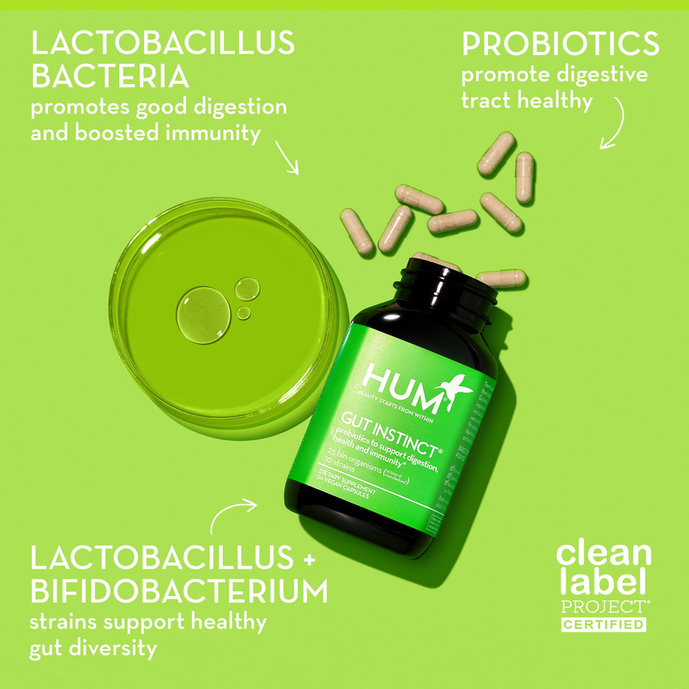 HUM Gut Instinct capsules ready to support gut diversity and comfort