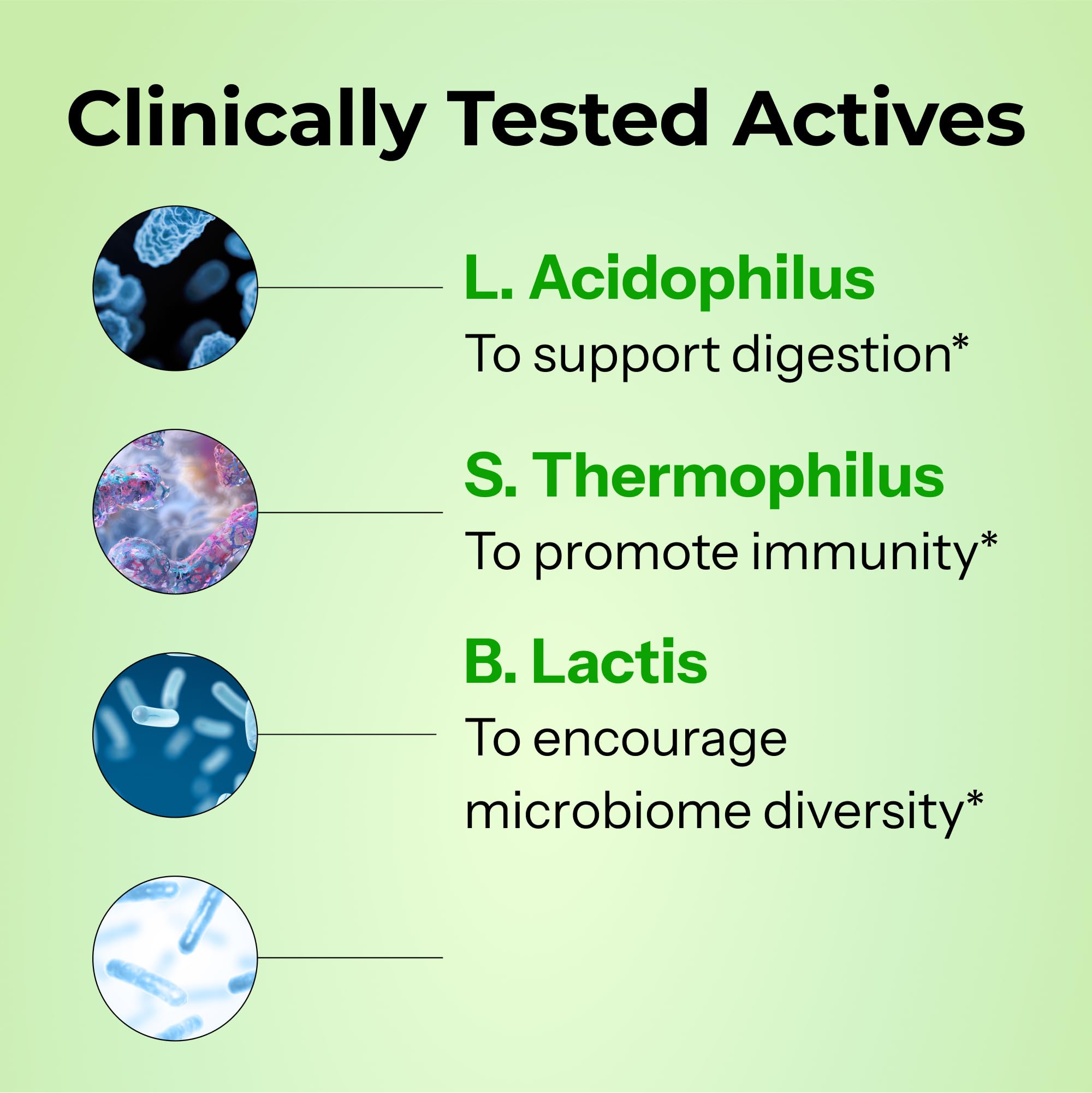 HUM Gut Instinct 10-strain probiotic illustration emphasizing gut diversity.