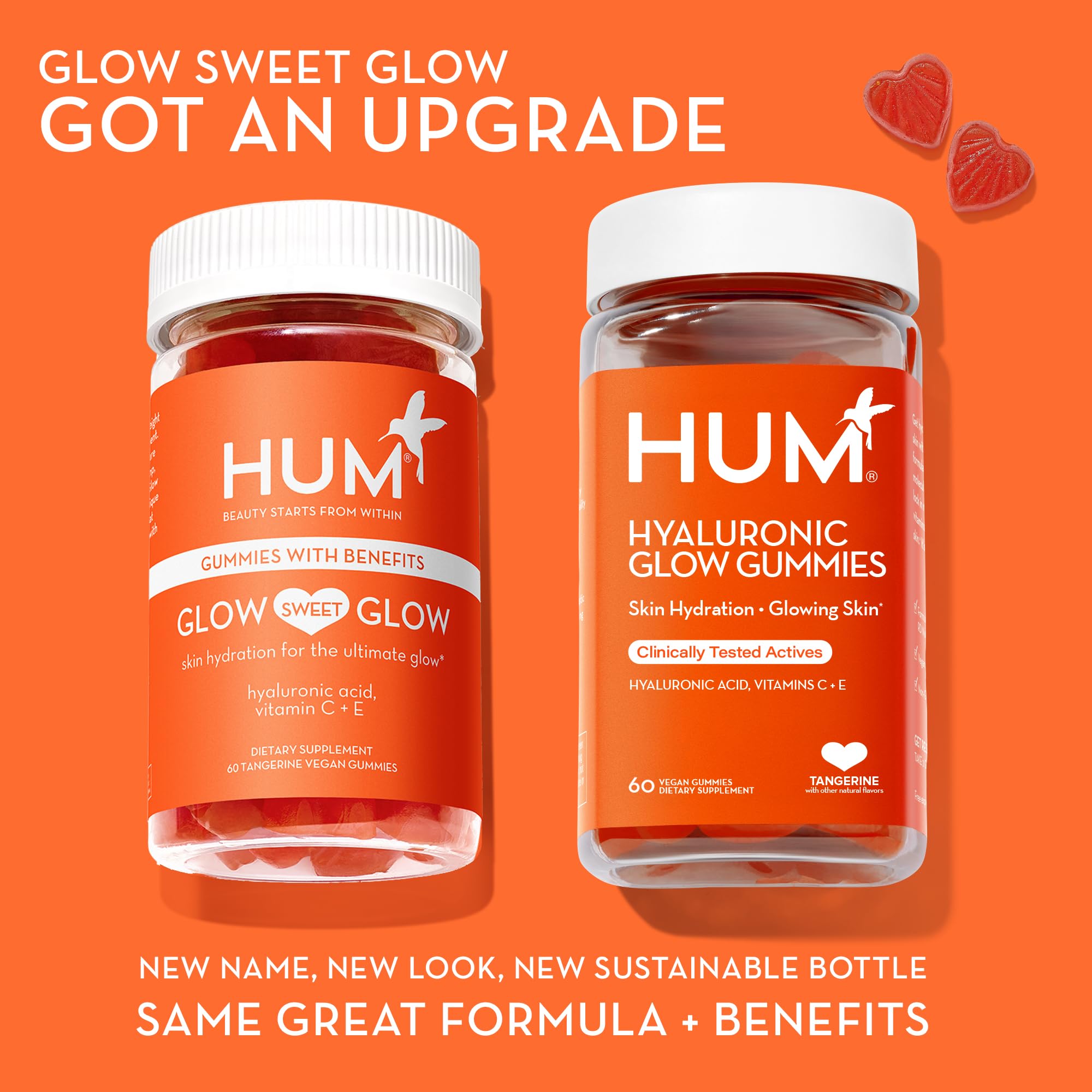 HUM Hyaluronic Glow ingredients panel features vitamin C from amla and vitamin E for antioxidant support.