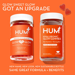 HUM Hyaluronic Glow ingredients panel features vitamin C from amla and vitamin E for antioxidant support.