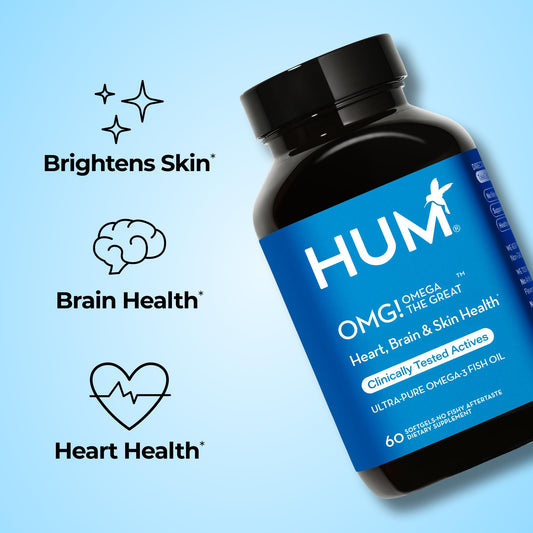 Close-up of HUM OMG! Omega The Great softgels for easy daily intake