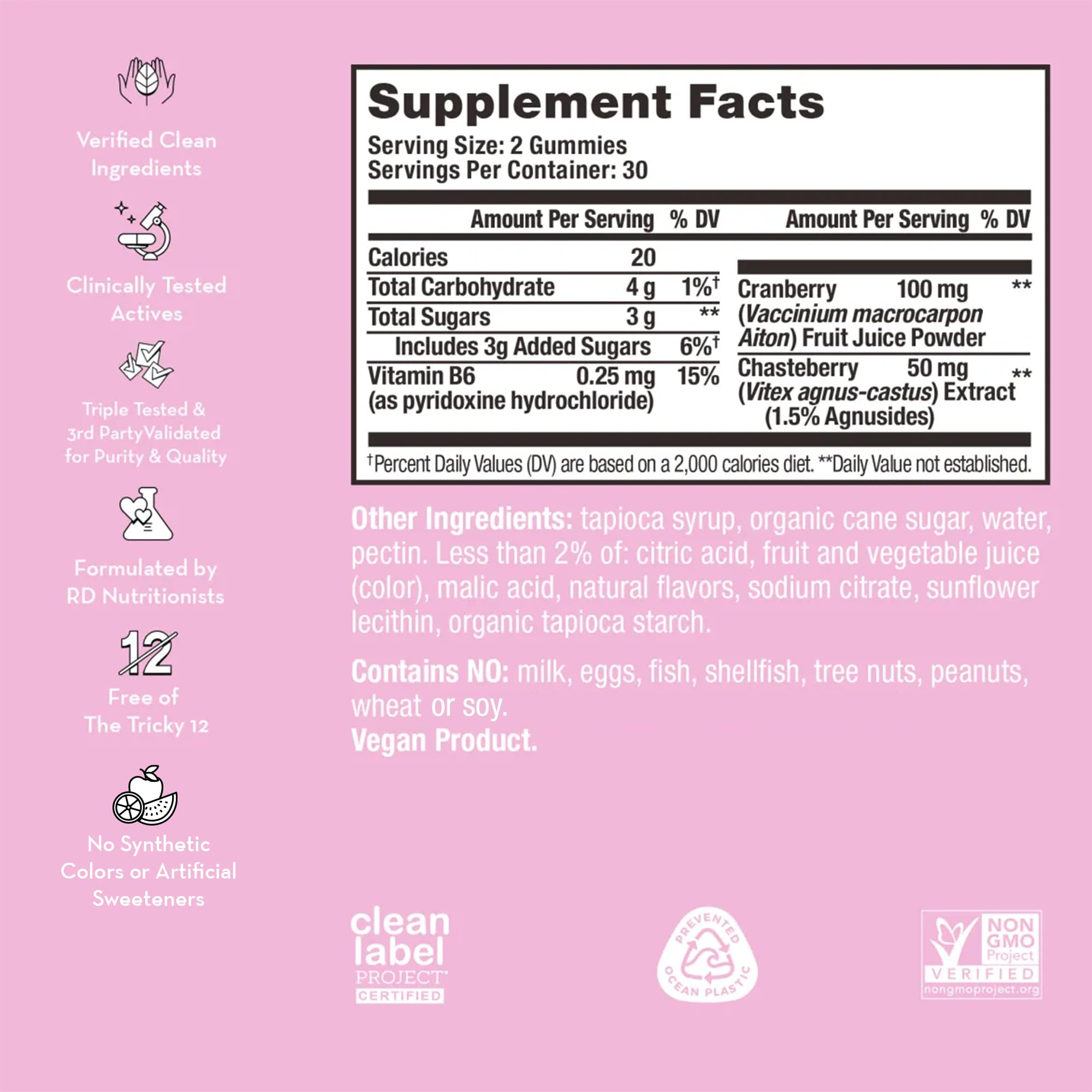 HUM SOS PMS Gummies packaging on display emphasizes vegan, gluten-free formula.