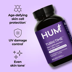 HUM Turn Back Time turmeric supplement capsules ready for a simple daily routine.