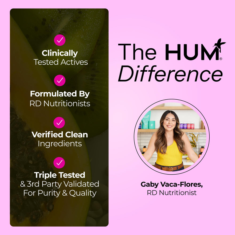 HUM Wing Man packaging flatlay emphasizes vegan clean-label formula.
