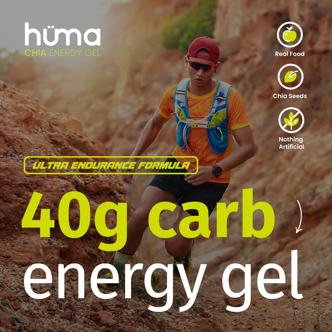 HÜMA CHIA ENERGY GEL Apple Pie bottle tilt showing on‑the‑go energy source