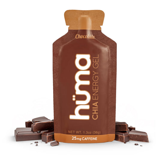 HÜMA Chia Energy Gel chocolate pack front, ideal for on-the-go energy.