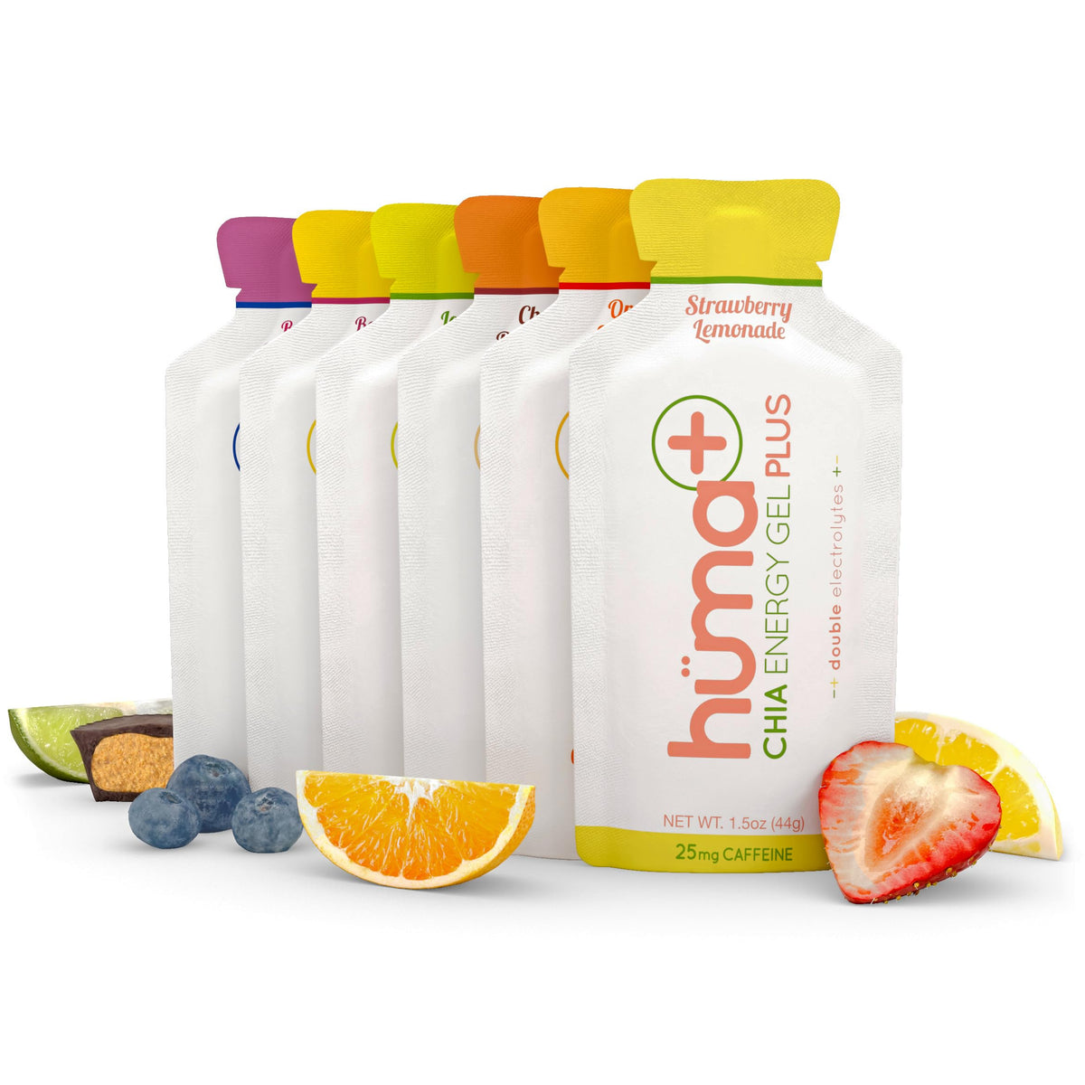 HÜMA Chia Energy Gel Plus variety pack for real-food fueling during activity