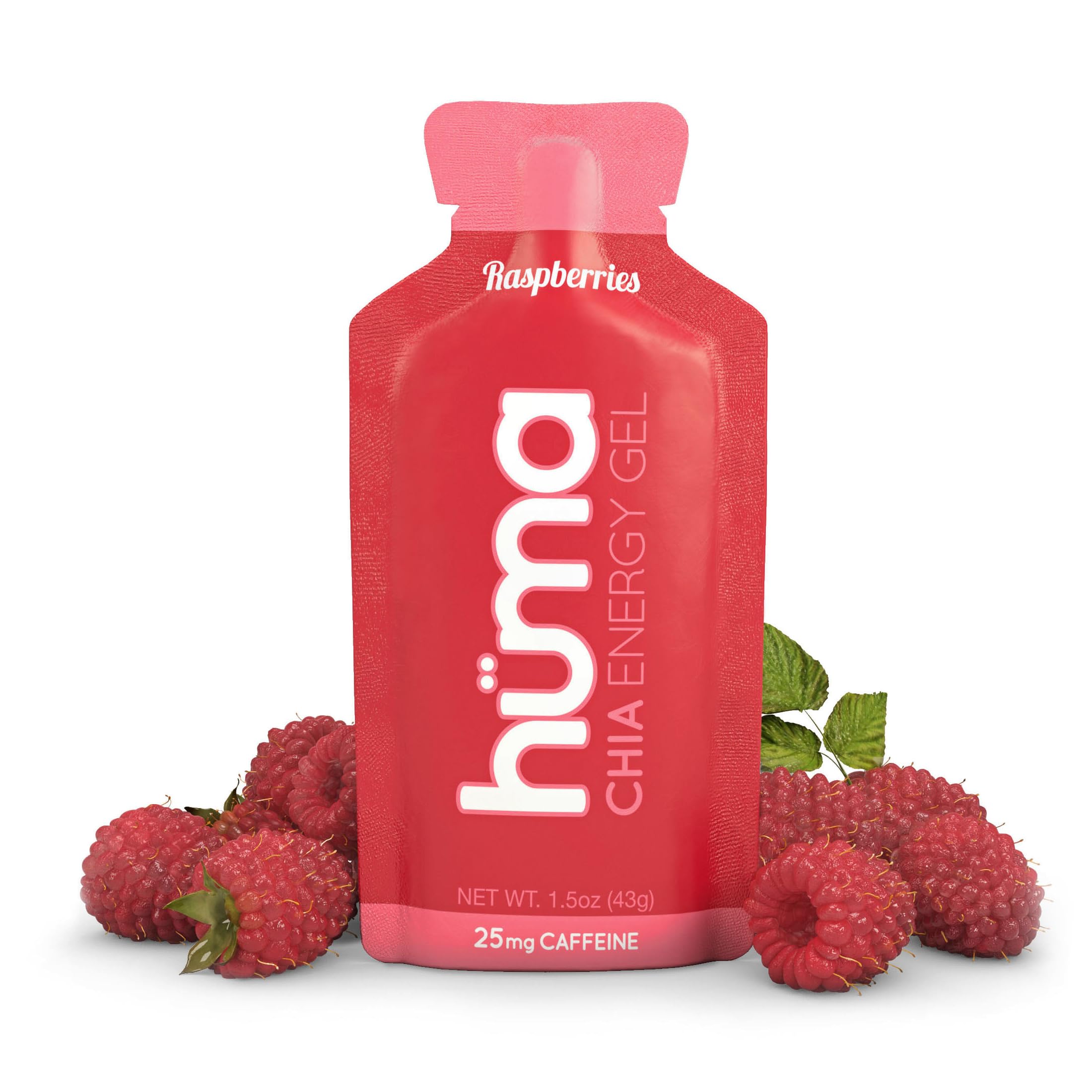 HÜMA Chia Energy Gel Raspberry packaging front for natural endurance fuel