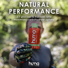 HÜMA Chia Energy Gel strawberry runner with convenient hydration pairing